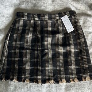 Sage Black and White Plaid Mini Skirt